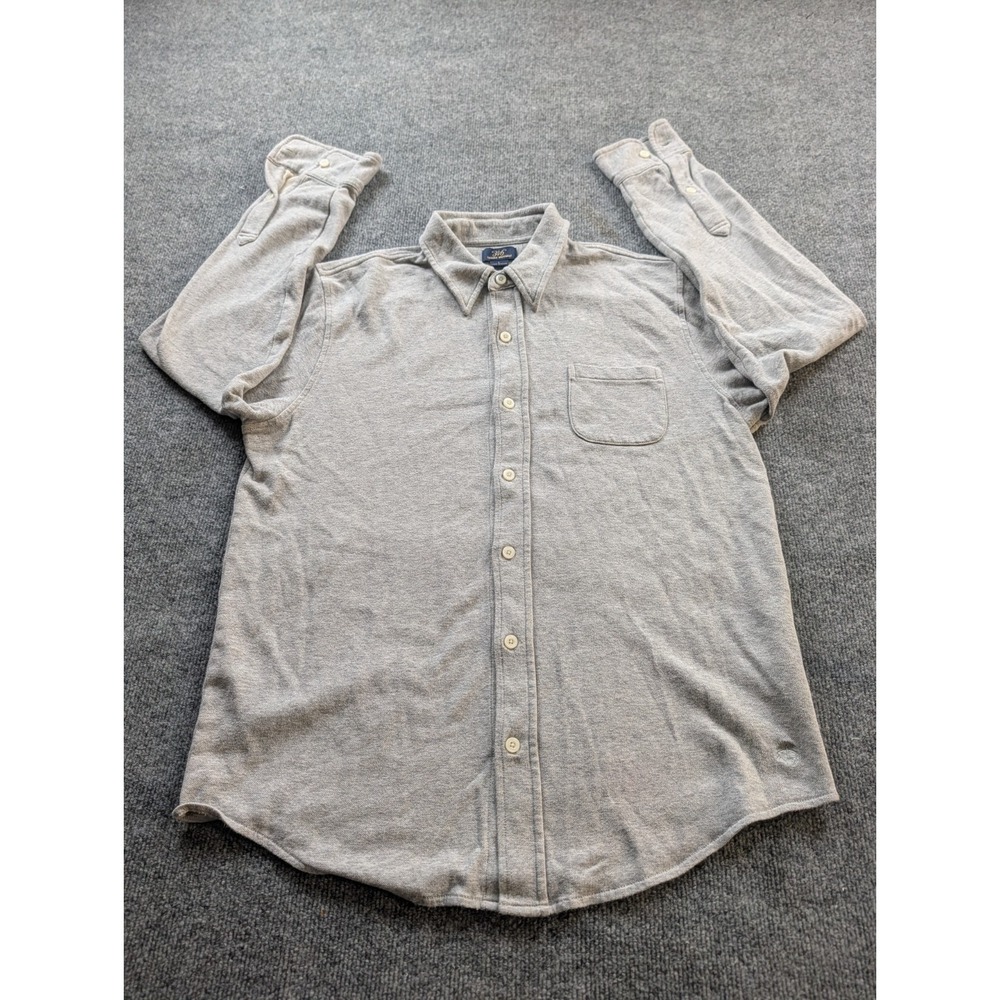 Brooks Brothers 346 Shirt Men's Large Gray Knit Cotton French Terry Long Sleeve